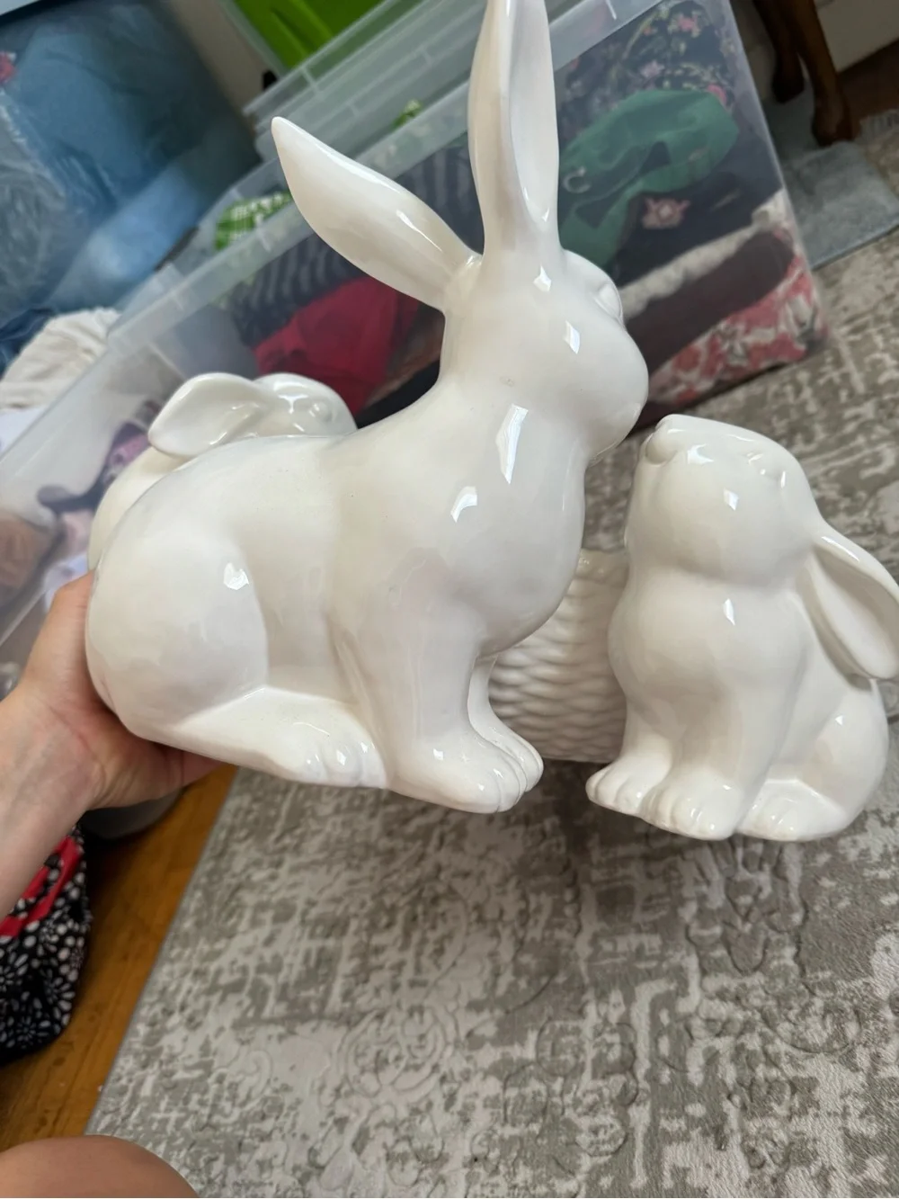 Williams Sonoma Easter White Ceramic Bunny Bowl Trio